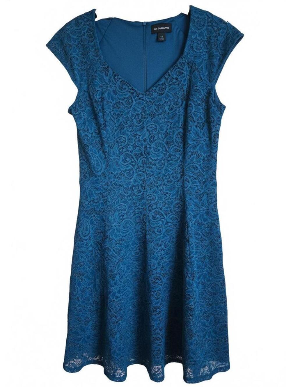 Ann Taylor Blue Lace Fit and Flare Dress